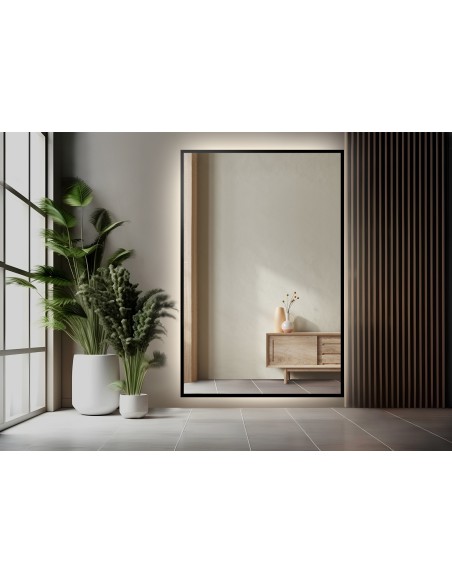 Fekete keretben lévő tükör megvilágítással - 1503 LED - méretre gyártva