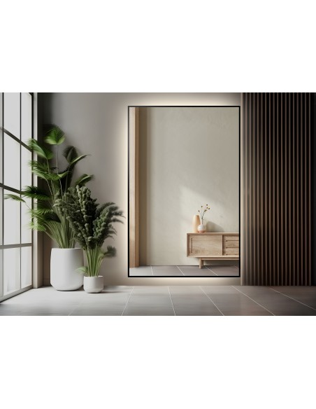 Fekete keretben lévő tükör megvilágítással - 1201 LED - méretre gyártva