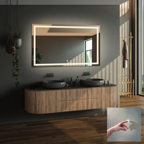 Négyszögletes fürdőszobatükör kapcsolóval - EMI LED PREMIUM 2