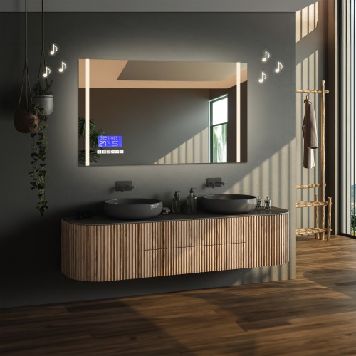 Négyszögletes fürdőszobatükör érintőképernyővel - FLAWIA LED PREMIUM 2