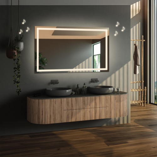 Téglalap alakú fürdőszobatükör bluetooth hangszóróval - EMI LED PREMIUM 2