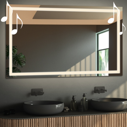 Téglalap alakú fürdőszobatükör bluetooth hangszóróval - EMI LED PREMIUM