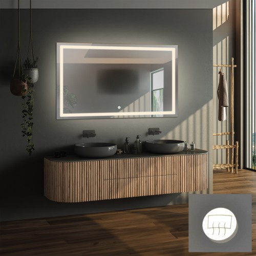 Téglalap alakú fürdőszobatükör páramentesítő szőnyeggel - EMI LED PREMIUM 2
