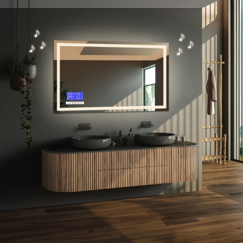Téglalap alakú fürdőszobatükör érintőképernyővel - EMI LED PREMIUM 2