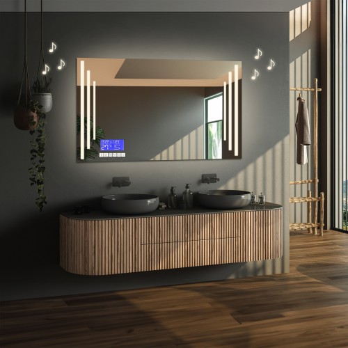 Téglalap alakú fürdőszobatükör érintőképernyővel - ALIS LED PREMIUM 2