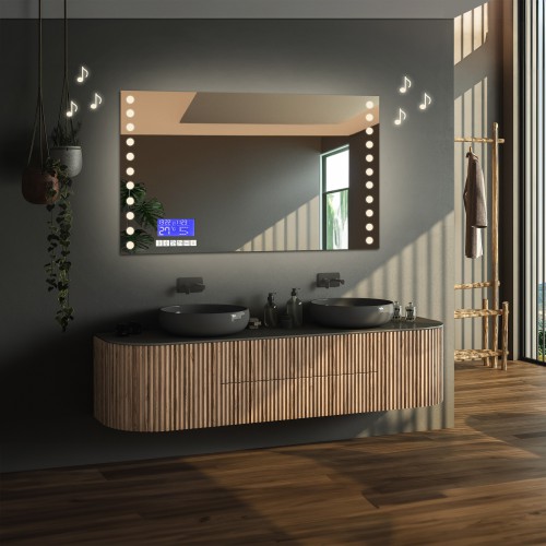 Téglalap alakú fürdőszobatükör érintőképernyővel - OLIWIA LED PREMIUM 2