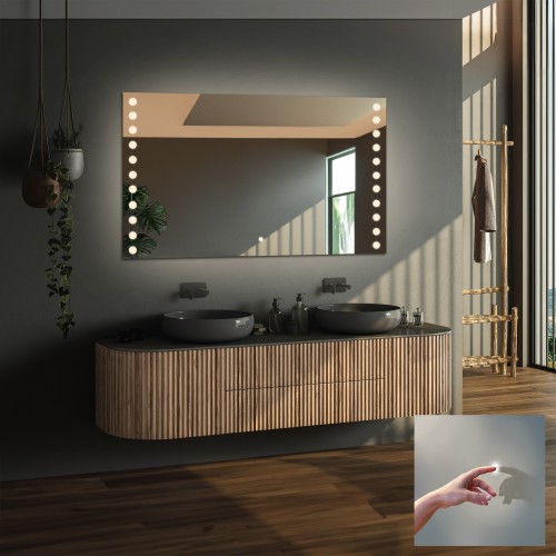 Négyszögletes fürdőszobatükör kapcsolóval - OLIWIA LED PREMIUM 2