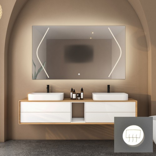 Téglalap alakú fürdőszobatükör homályosodásgátló szőnyeggel - SOFIA LED PREMIUM 2