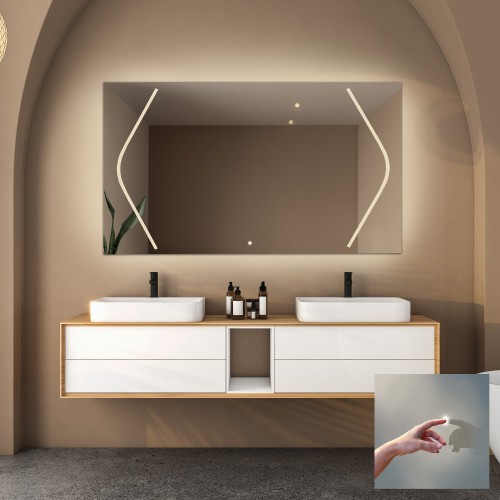 Négyszögletes fürdőszobatükör kapcsolóval - SOFIA LED PREMIUM