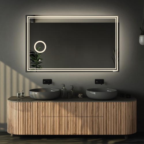 Négyszögletes fürdőszobai tükör zoom led tükörrel - MIA LED PREMIUM