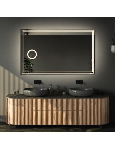 Négyszögletes fürdőszobai tükör zoom led tükörrel - MIA LED PREMIUM