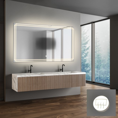 Téglalap alakú fürdőszobatükör páramentesítő szőnyeggel - MARLA LED PREMIUM 2