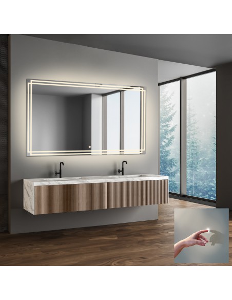 Négyszögletes fürdőszobatükör kapcsolóval - MARLA LED PREMIUM