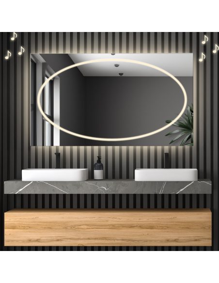 Négyszögletes fürdőszobatükör bluetooth hangszóróval - MELISA LED PREMIUM