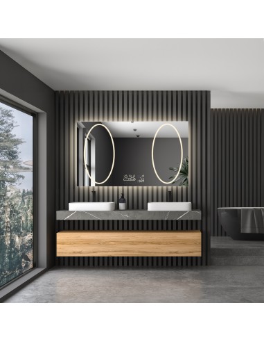 Téglalap alakú fürdőszobatükör időjárásmérő állomással - MELISA II LED PREMIUM