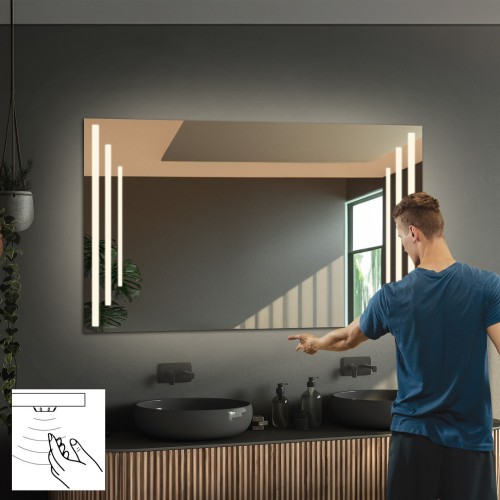Négyszögletes fürdőszobatükör érzékelős kapcsolóval - ALIS LED PREMIUM