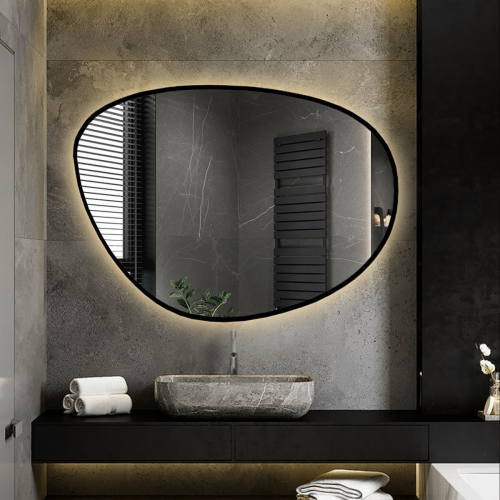 Szabálytalan alakú tükör keretben, megvilágítással - AGAT IN LED FRAME