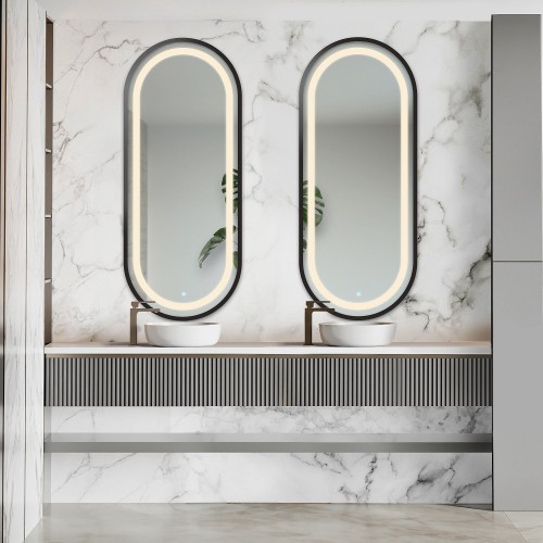 Ovális tükörkészlet mdf keretben megvilágítással - OSKAR SET IN LED FRAME III