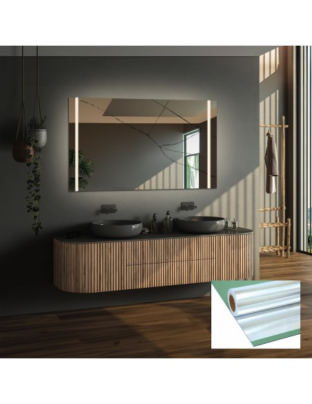 Téglalap alakú fürdőszobatükör biztonsági fóliával - FLAWIA LED PREMIUM
