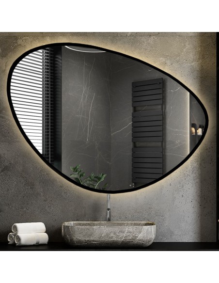 Szabálytalan alakú tükör keretben, megvilágítással - OBSYDIAN IN LED FRAME