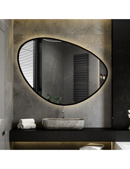 Szabálytalan alakú tükör keretben, megvilágítással - OBSYDIAN IN LED FRAME