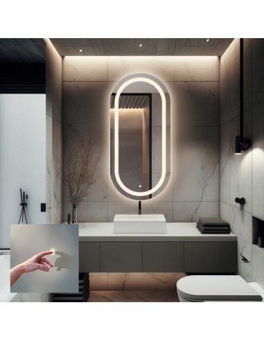 Ovális fürdőszobai tükör kapcsolóval - HOLI LED PREMIUM