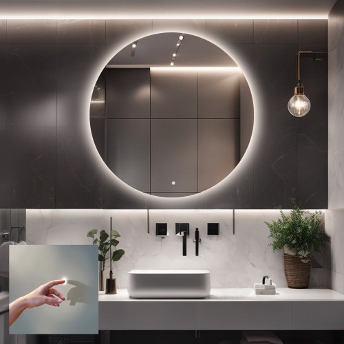 Kerek fürdőszobatükör kapcsolóval - KÖR LED PREMIUM 2