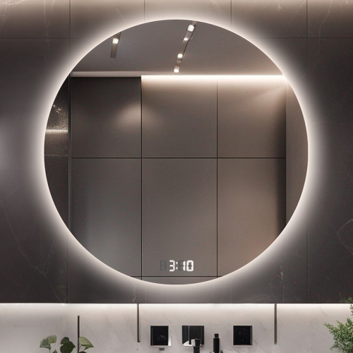 Kerek fürdőszobatükör digitális órával - KÖR LED PREMIUM