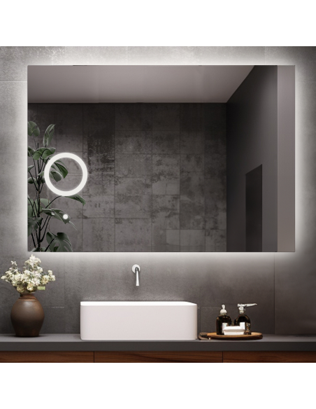 Négyszögletes fürdőszobai tükör zoom led tükörrel - AGIS LED PREMIUM