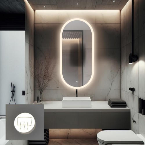 Ovális fürdőszobai tükör csúszásgátlóval - ROMI LED PREMIUM 2