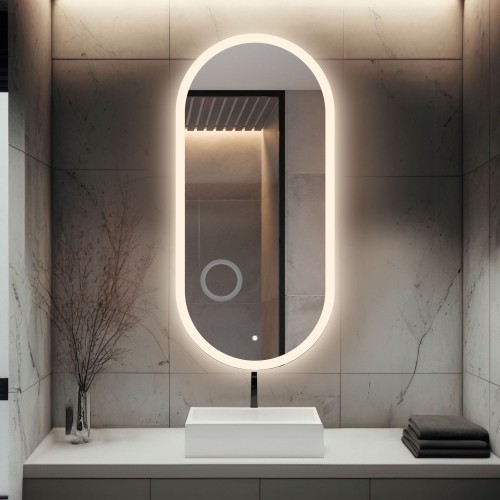 Ovális fürdőszobai tükör zoom tükörrel és kapcsolóval - ROMI LED PREMIUM