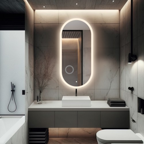 Ovális fürdőszobai tükör zoom tükörrel és kapcsolóval - ROMI LED PREMIUM 2