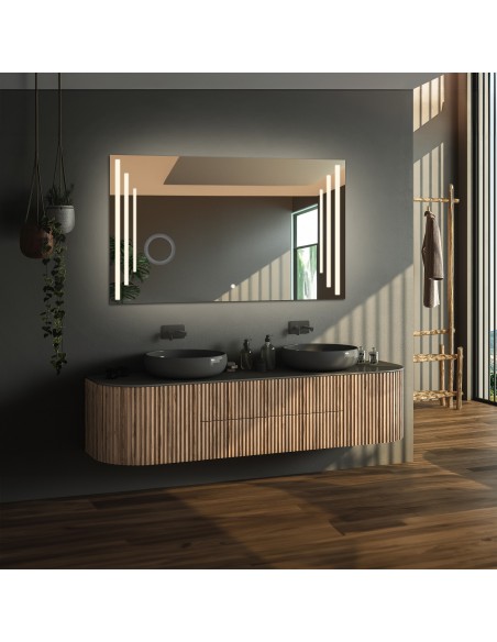 Téglalap alakú fürdőszobatükör zoom tükörrel és kapcsolóval - ALIS LED PREMIUM