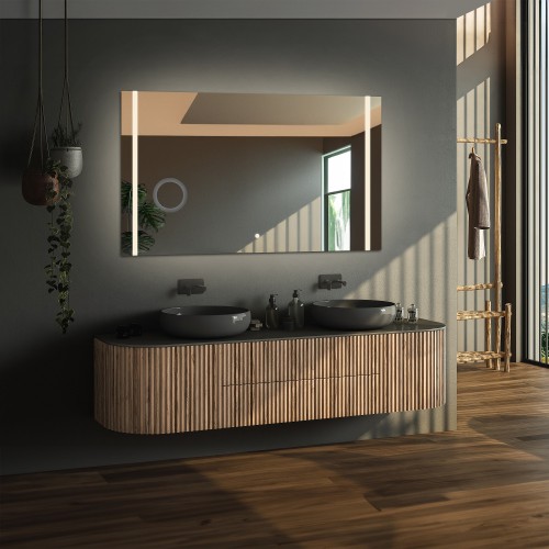 Négyszögletes fürdőszobatükör zoom tükörrel és kapcsolóval - FLAWIA LED PREMIUM 2