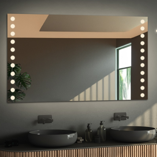 Négyszögletes fürdőszobatükör bluetooth hangszóróval - OLIWIA LED PREMIUM 2