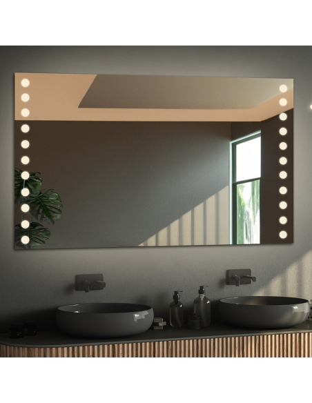 Négyszögletes fürdőszobatükör bluetooth hangszóróval - OLIWIA LED PREMIUM