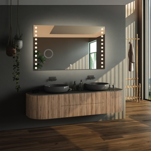 Téglalap alakú fürdőszobatükör zoom tükörrel és kapcsolóval - OLIWIA LED PREMIUM 2