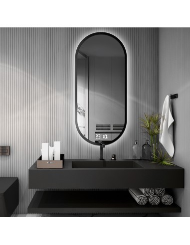 Keretes ovális tükör digitális órával - OSKAR LED PREMIUM
