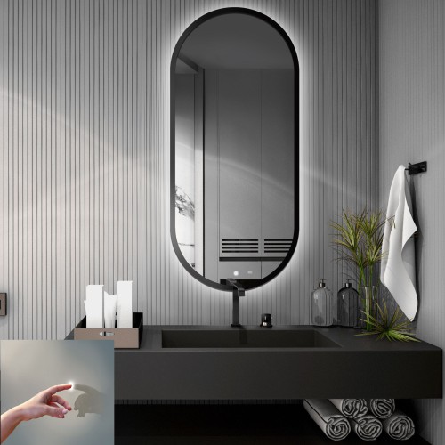 Keretes ovális tükör kapcsolóval - OSKAR LED PREMIUM