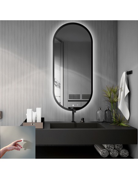 Keretes ovális tükör kapcsolóval - OSKAR LED PREMIUM