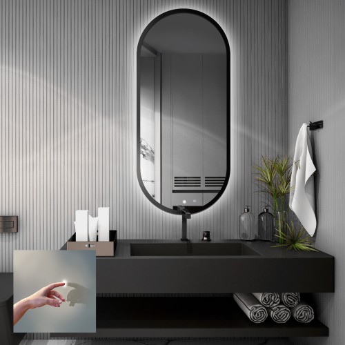 Keretes ovális tükör kapcsolóval - OSKAR LED PREMIUM 2