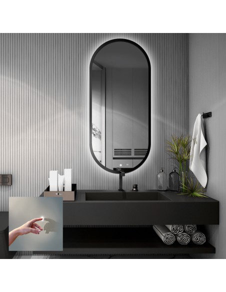 Keretes ovális tükör kapcsolóval - OSKAR LED PREMIUM