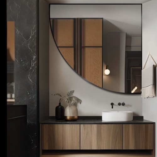 Negyedkör alakú tükör MDF keretben - NEGYEDKÖR A KERETBEN