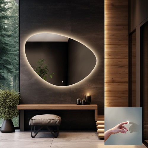 Szabálytalan alakú fürdőszobai tükör kapcsolóval - OBSYDIAN LED PREMIUM