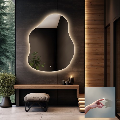Szabálytalan alakú fürdőszobatükör kapcsolóval - STONE LED PREMIUM