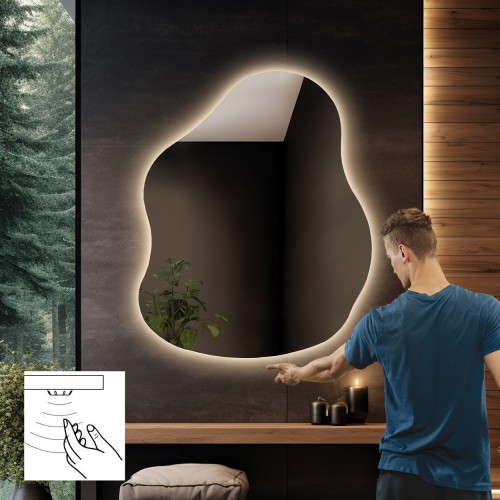 Szabálytalan alakú fürdőszobatükör érzékelős kapcsolóval - STONE LED PREMIUM