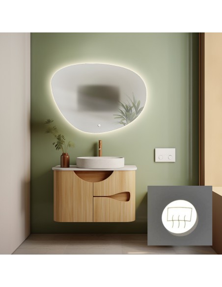 Szabálytalan alakú fürdőszobatükör páramentesítő szőnyeggel - AGAT LED PREMIUM