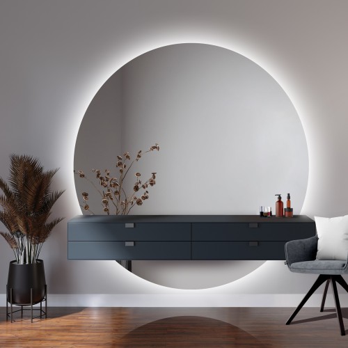 Kerek fürdőszobai tükör két részben világítással - WIRO LED