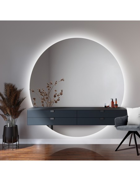 Kerek fürdőszobai tükör két részben világítással - WIRO LED