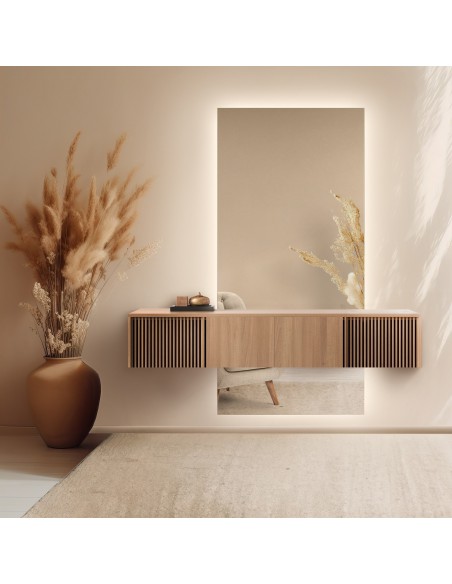 Téglalap alakú tükör két részből álló öltözőasztalhoz, megvilágítással - AGIS LED